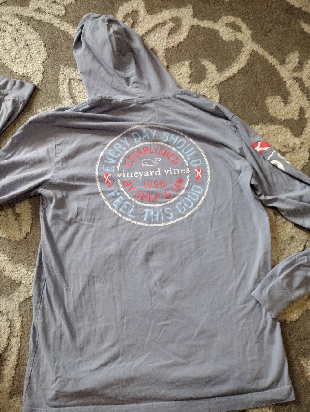 Vineyard Vines Long Sleeve Hoodie Tee  Blue Gray